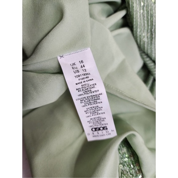 ASOS DESIGN Tall embellished sequin pencil midi dress Green Size size US 12 - Picture 10 of 14